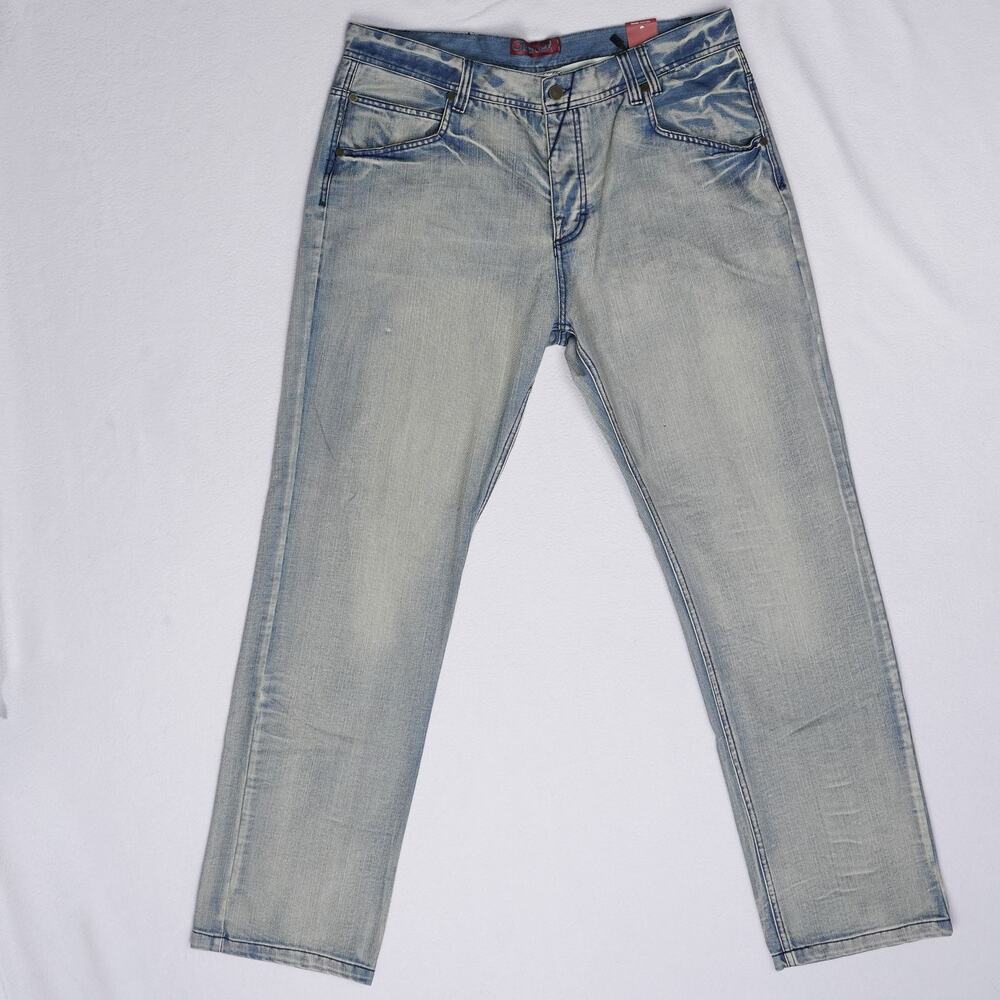 Orisue Jeans Mens 38x33 Acid Wash Classic Fit Blue Casual NWT Straight